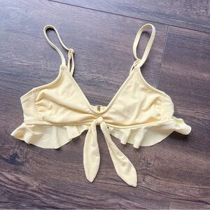 yellow tie front ruffle bikini top